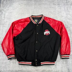 Ohio State Jacket Mens XL Black Varsity Wool Faux Leather Steeve And Barrys NCAA